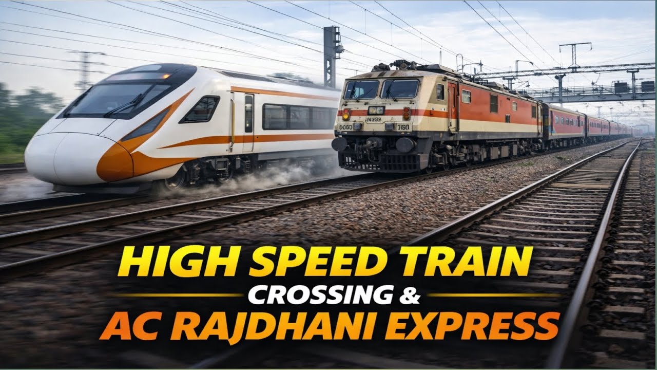 High Speed Train Overtake & Crossing | Mumbai–New Delhi Rajdhani Express