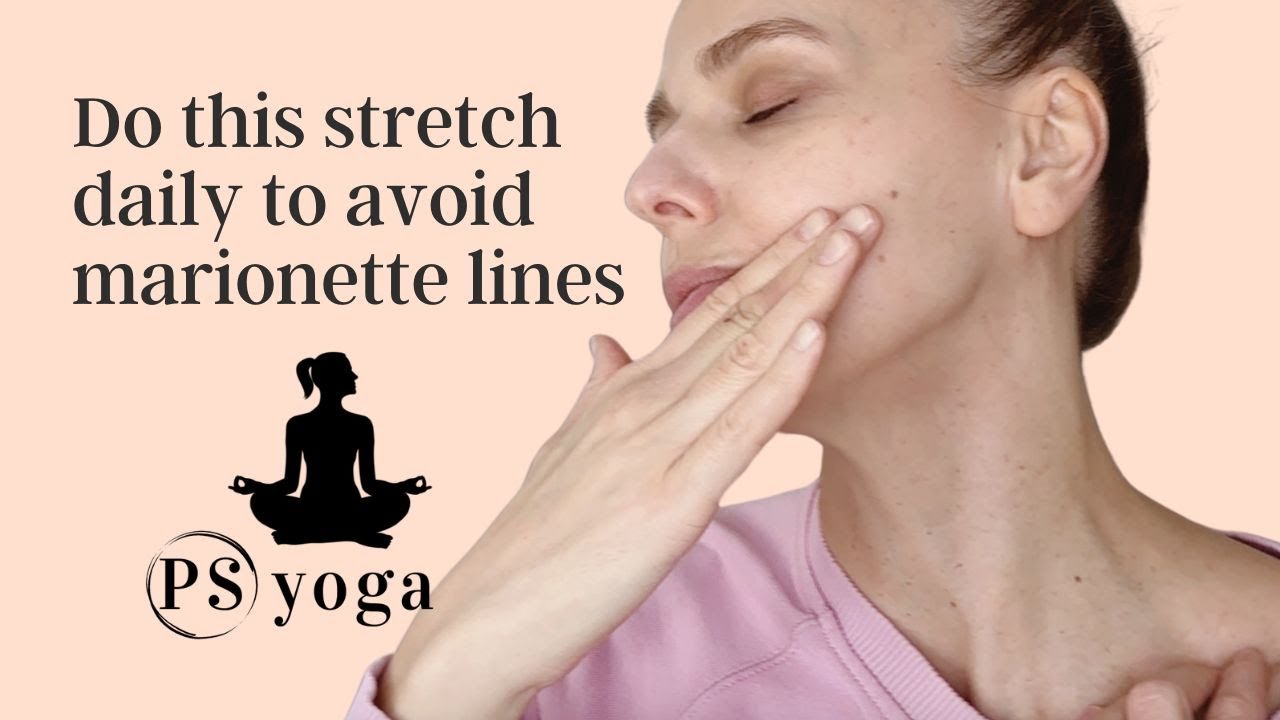 Face Yoga teacher's daily neck stretch to prevent marionette lines