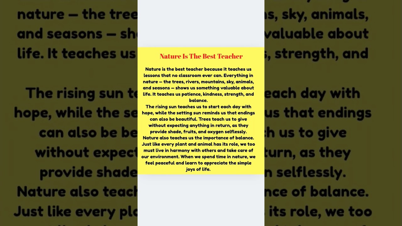 essay on 🌿🍃Nature is the best teacher