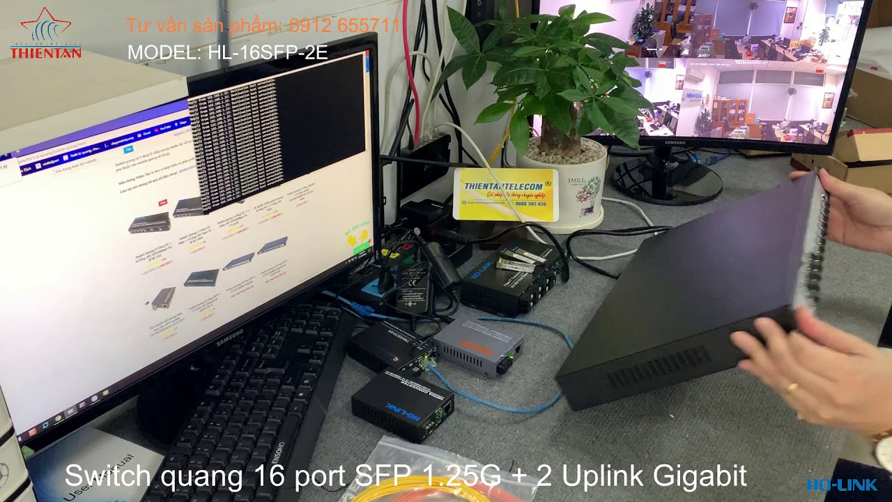 Switch quang 16 Port SPF I HL-16SFP-2E I 16 cổng quang 1.25G + 2 Uplink