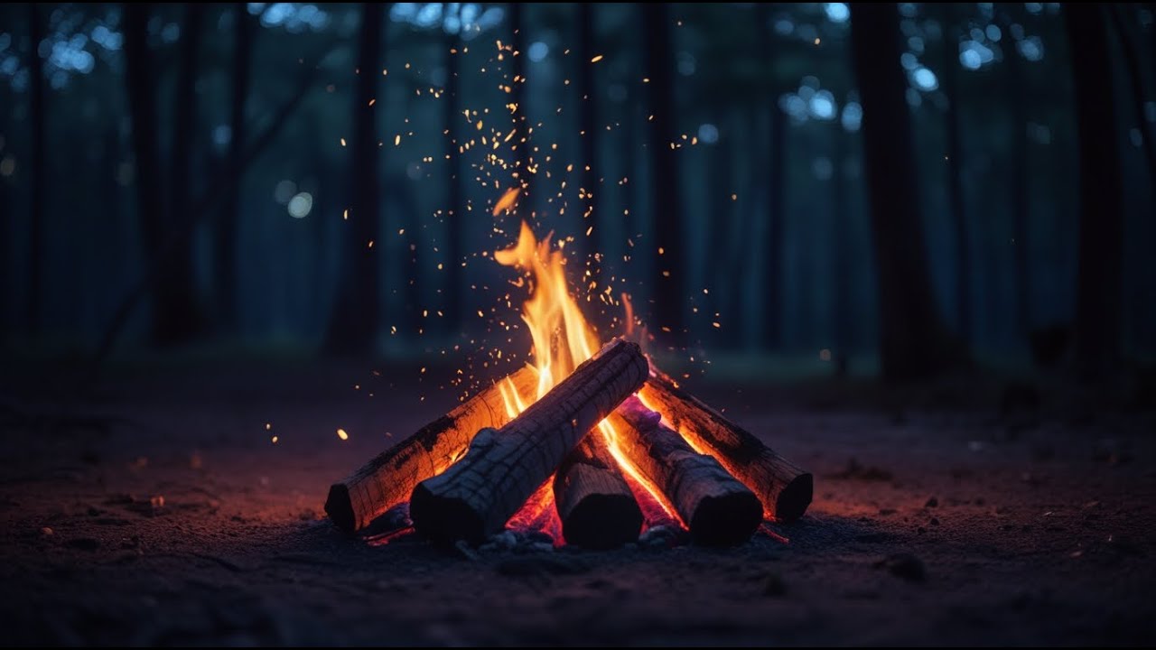 4 Hours Campfire in Forest at Night 🌲🔥 | Crackling Fire Sounds | Deep Sleep | No Talking