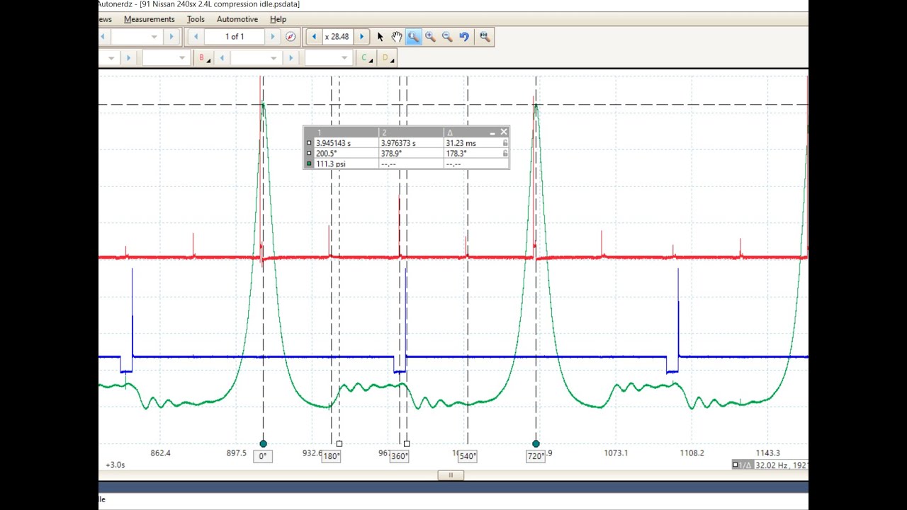 PicoScope In cylinder transducer compression and cam timing 91 Nissan 240sx 2.4L Ka24DE