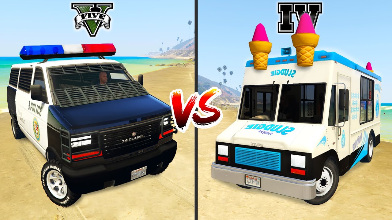 Police Van vs Ice Cream Van mod in GTA 5 - which is best?