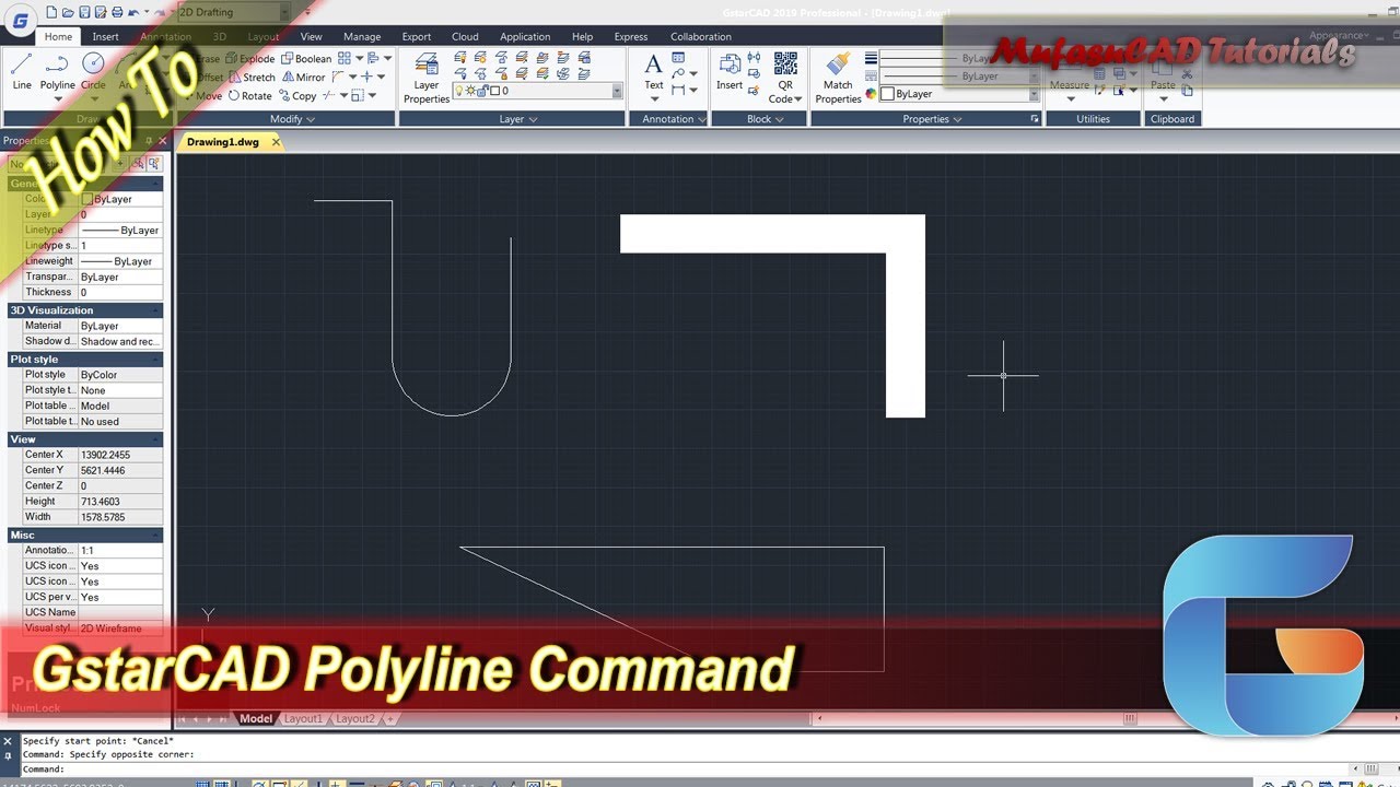 GstarCAD Polyline Command Basic Tutorial For Beginner