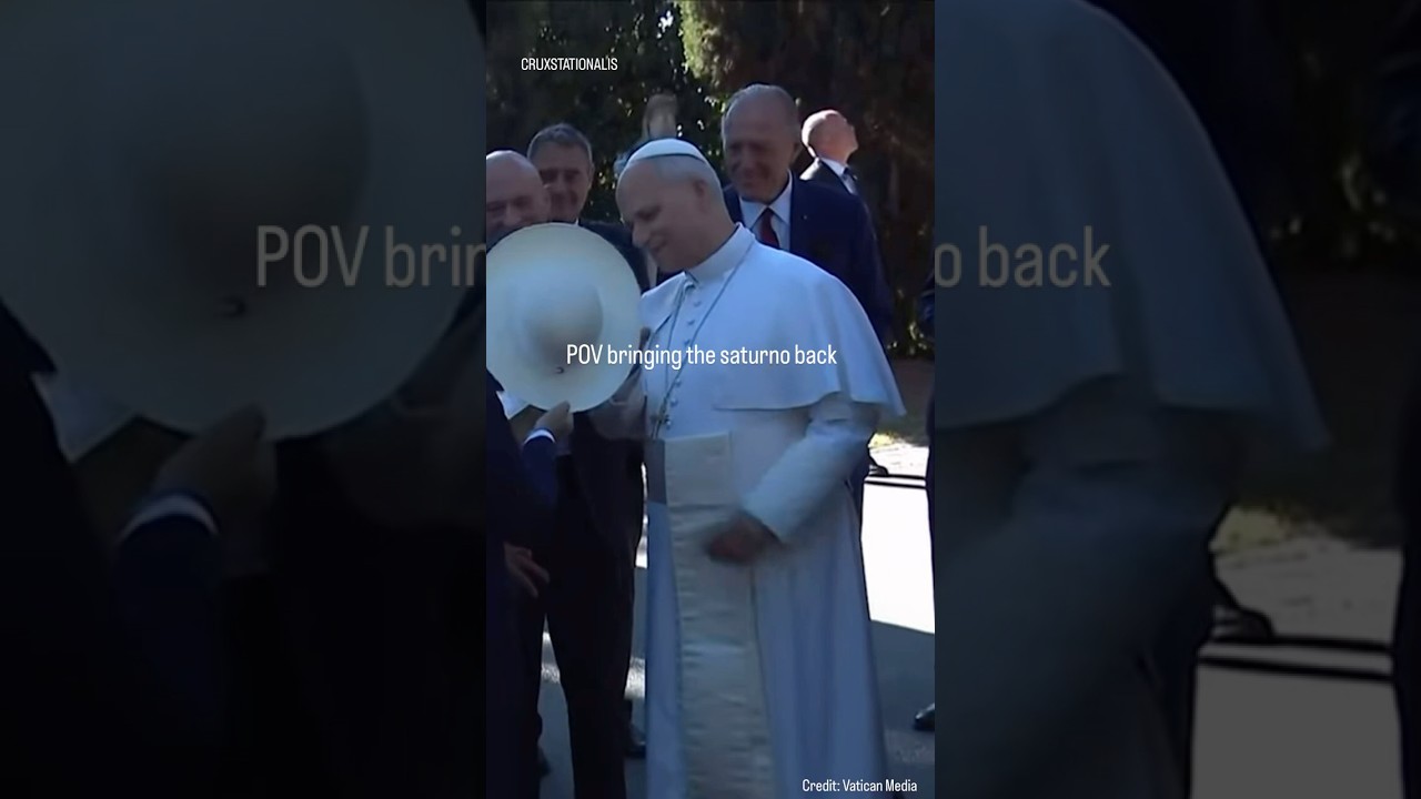 Pope Leo XIV wears the Saturno | Pope Benedict XVI wears the Saturno