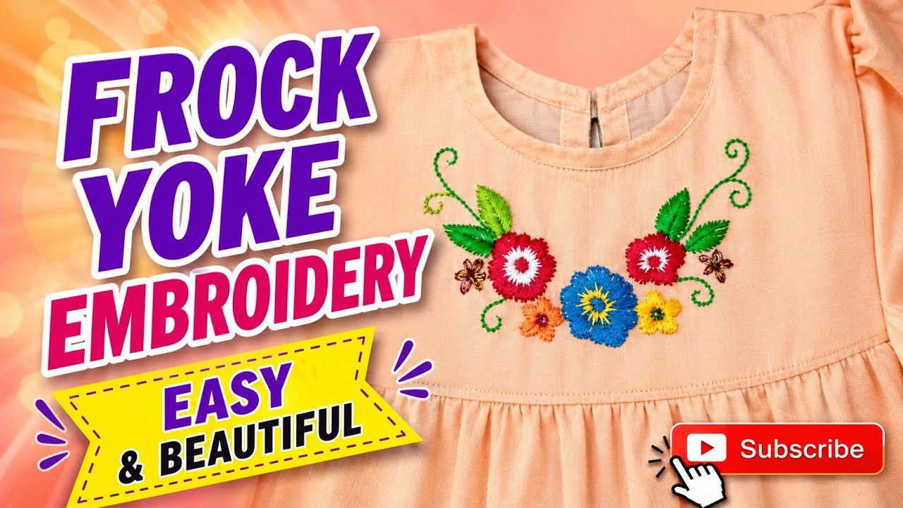 frock yoke embroidery design||hand embroidery stitches|| hand embroidery flowers||#handembroidery