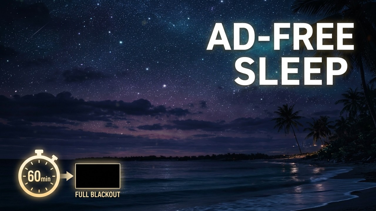 (Ad-Free) Ocean Sounds for Deep Sleep & Relaxation | Black screen after 60 minutes | 4K