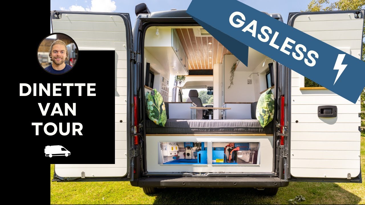 GASLESS off-grid electric cooking van tour | DINETTE | No LPG | Induction hob and Airfryer! Vanlife