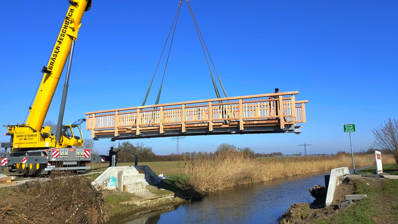 Neue Stafforter Brücke über die Pfinz (4K mit HDR)