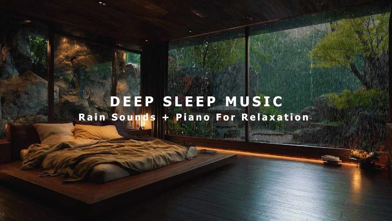 12 Hours Relaxing Sleep Music with Rain Sounds - Peaceful Music in the Warm Bedroom, Stress Relief