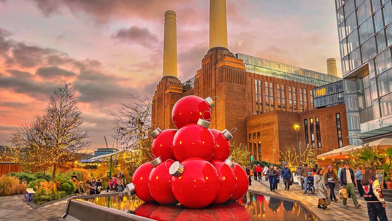 London Christmas Walk Tour 2025 ✨ Battersea Power Station at Christmas 🎄 4K HDR