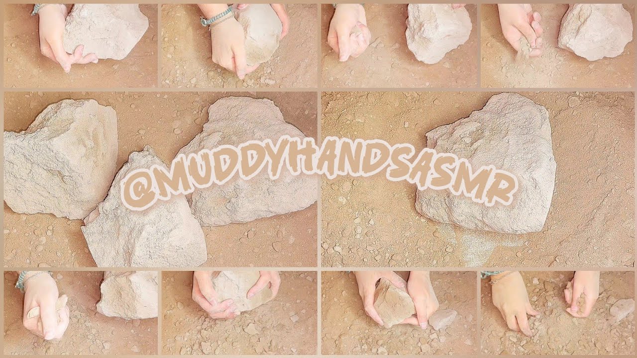 ASMR | Clay Sandy Mud Cement Chunks Crumbling with Dusty Powderplay