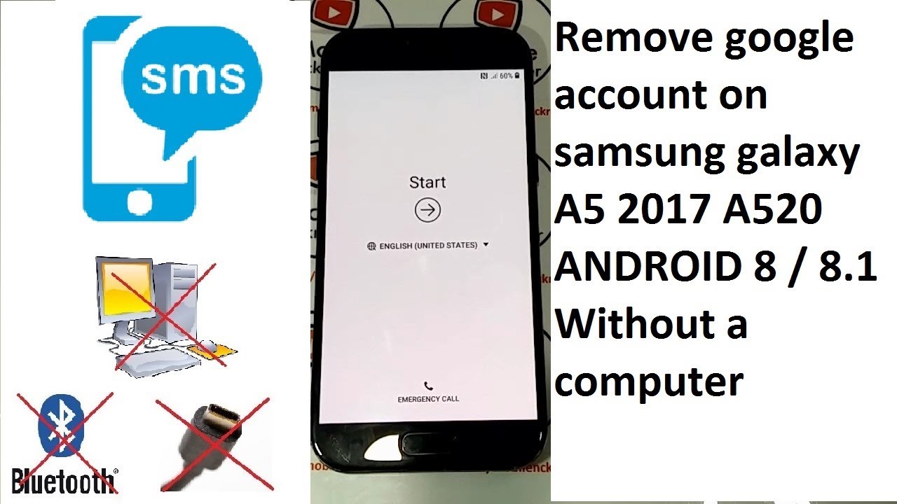 remove google account on samsung galaxy a5 2017 a520 android 8 to 8.1 Without a computer