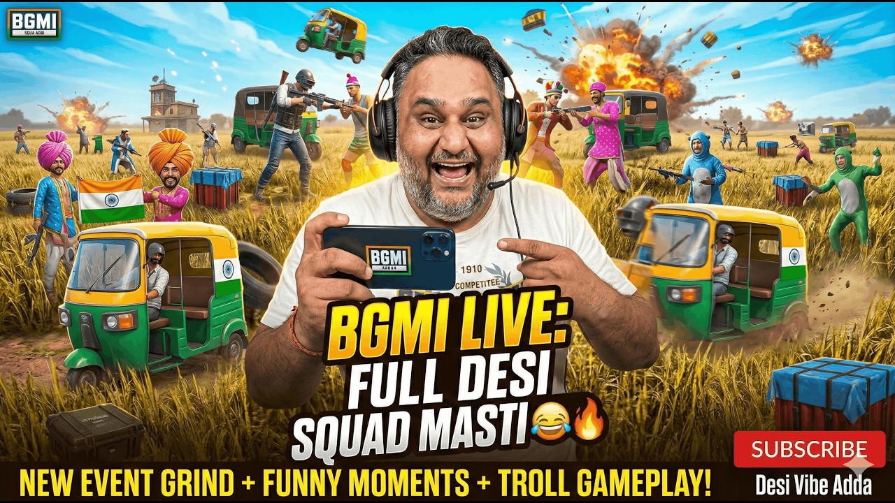 BGMI LIVE 🔴 Desi Squad Masti with Friends 😂 | New Event Fun Stream | Desi Vibe Adda