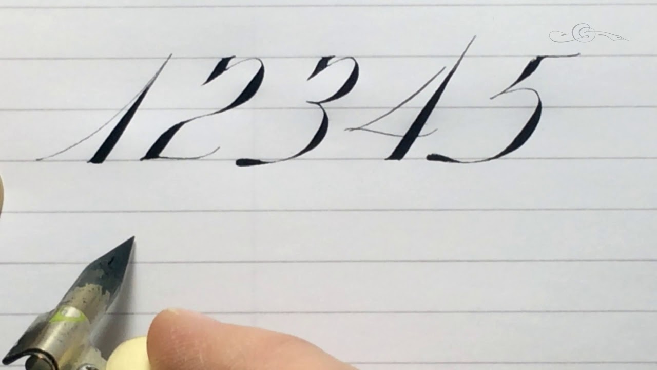 The Numbers in an 'Italian' Style Accented Engrosser's / Roundhand Pointed Pen Calligraphy Script