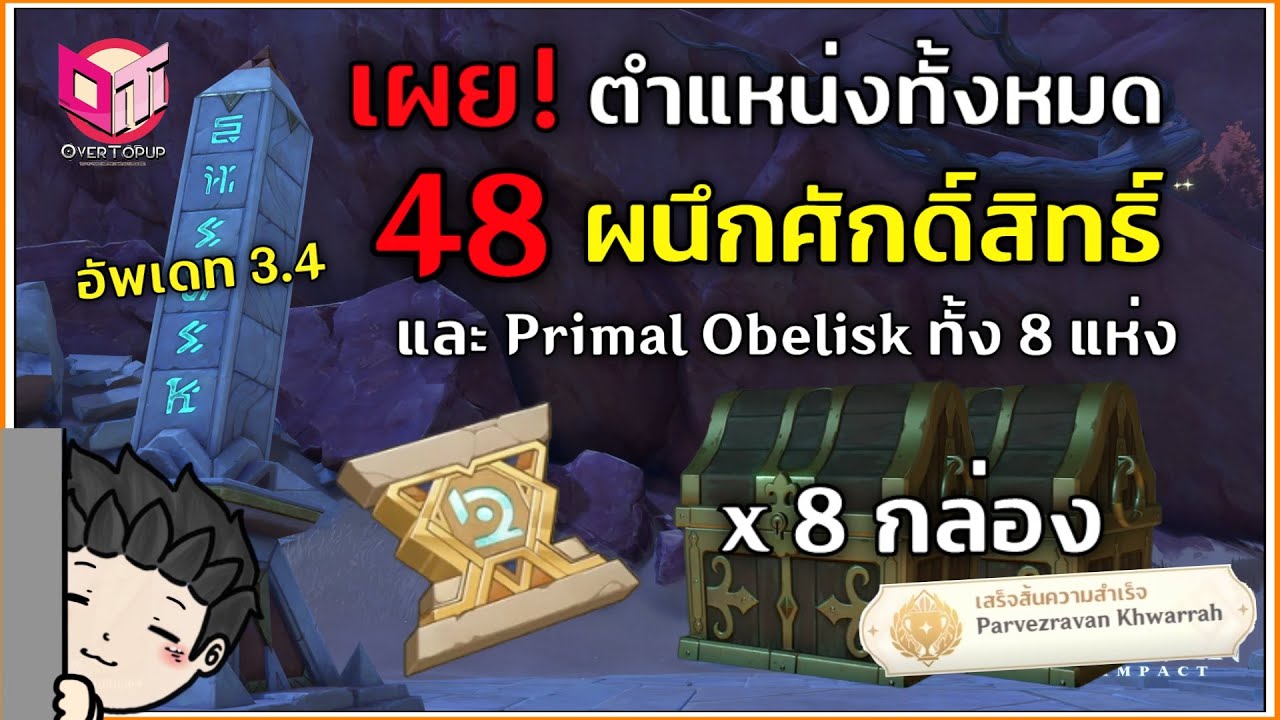 เผย! ตำแหน่ง 48 ผนึกศักดิ์สิทธิ์พร้อม Primal Obelisk ทั้ง 8 แห่ง | Genshin Impact 3.4