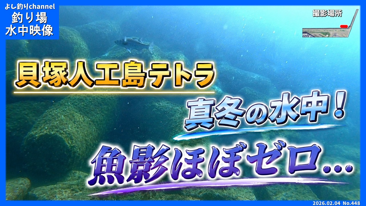 水温8.9℃｜真冬の水中…魚影ほぼゼロ｜貝塚人工島テトラ【大阪の釣り場】 No.448