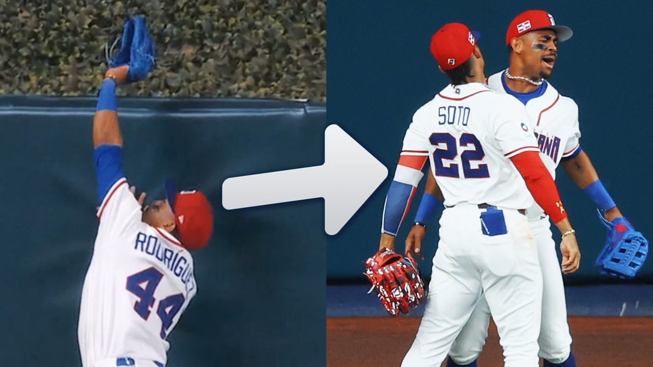 Julio Rodr&iacute;guez takes away an Aaron Judge home run in the 2026 World Baseball Classic Semifinals! 🚫