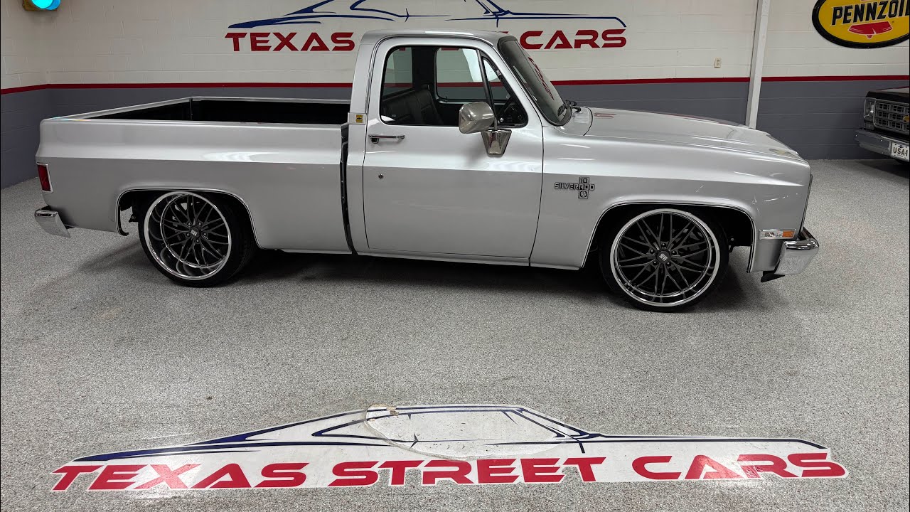 1985 Chevrolet C10, 350, Snowden Seat, Old Air Products AC, 5/7” drop, 22” US Mags, SOLD