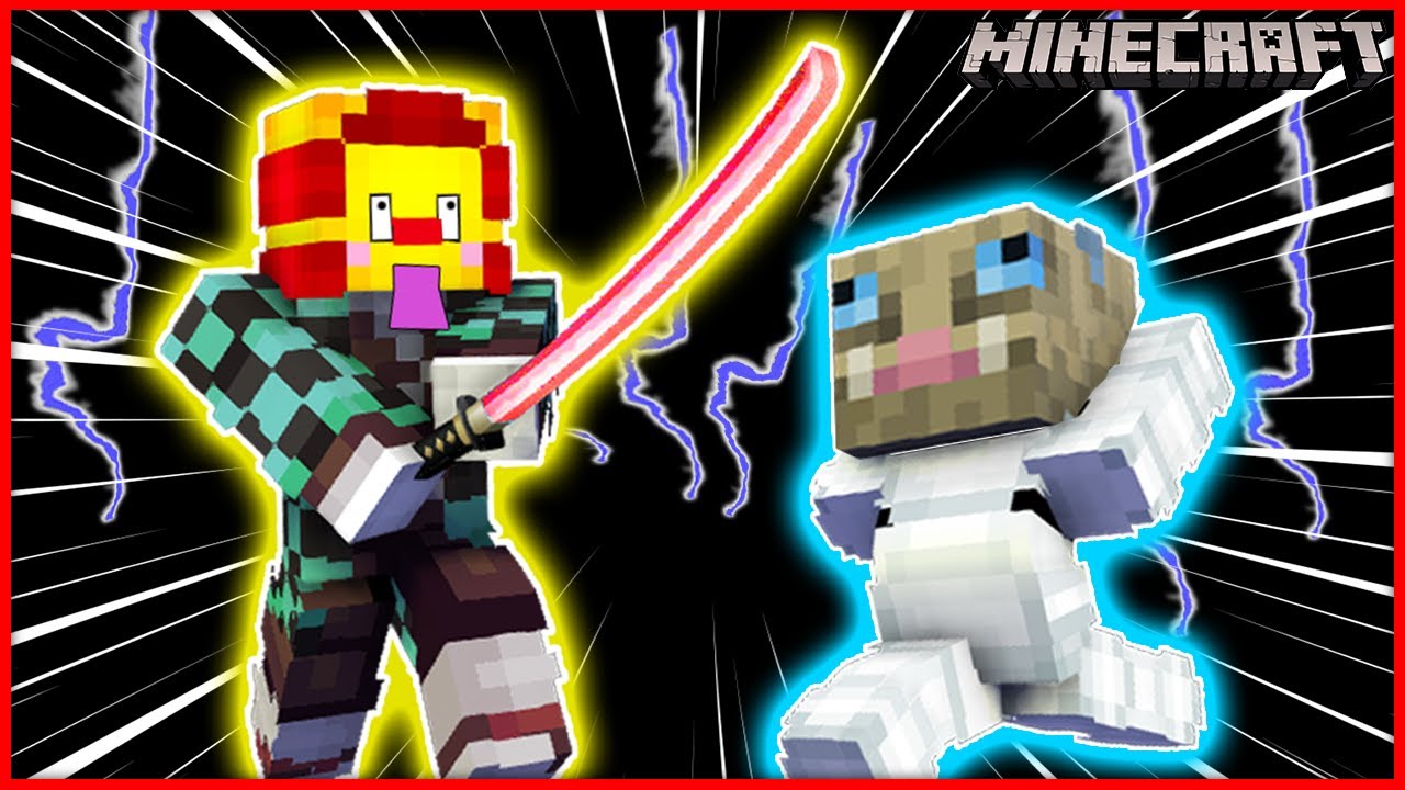 鬼に誘拐された女の子を救い出せ！サンサンが竈門炭治郎に変身！？日輪刀を使ってオニ退治!【鬼滅の刃】【マインクラフト・マイクラ】【サンクラ】｜知育アプリ・ゲーム実況｜★サンサンキッズGAMES★