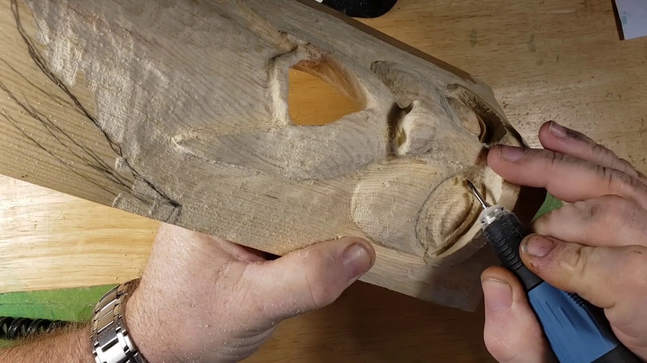 Wood carving cowboy bird house eyes ,dremel,whittling power carving