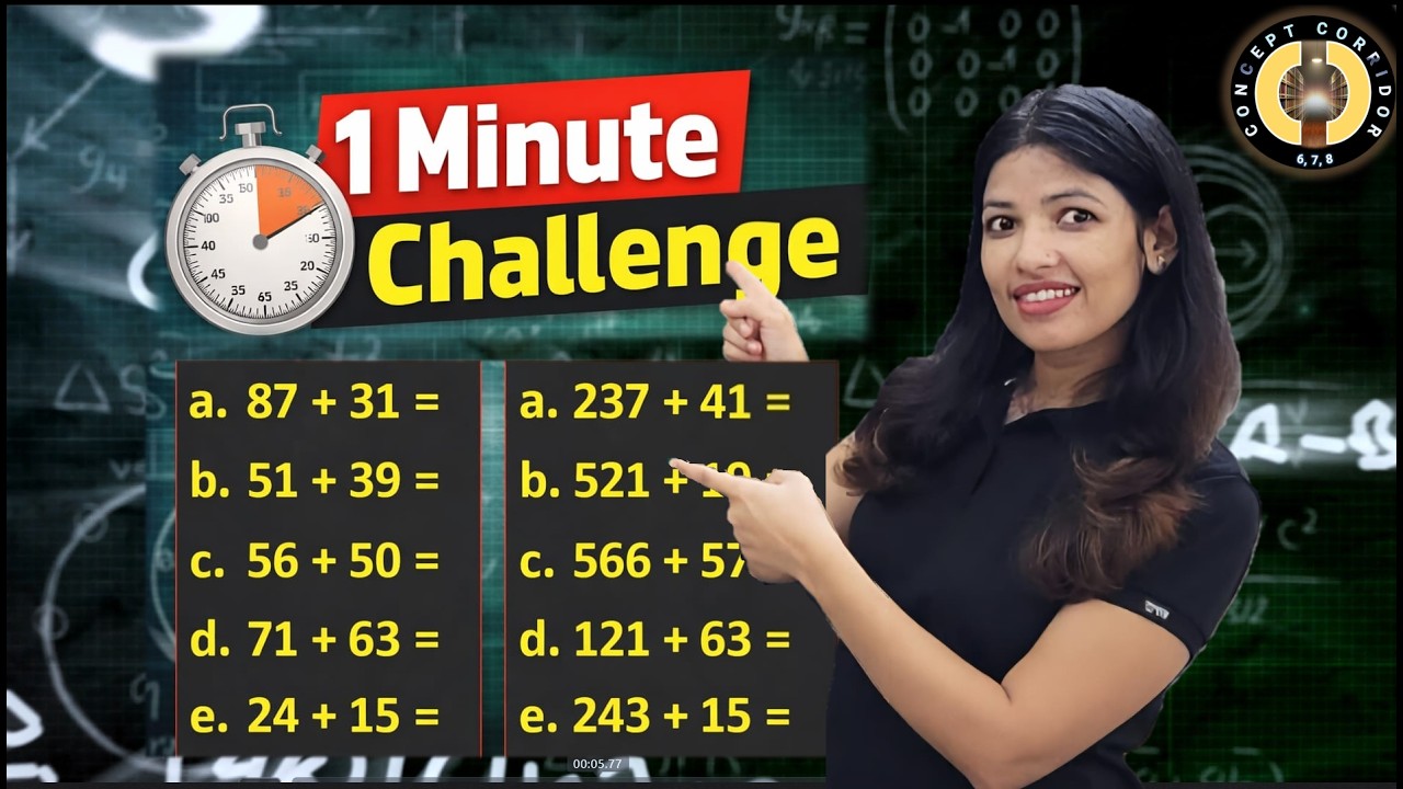 1 Minute Math Challenge 🔥 |  Solve 10 Addition Sums in 60 Seconds!