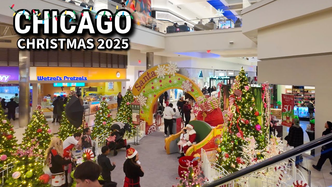 CHICAGO Christmas Walk 🎄✨Fashion Outlets of Chicago Mall On Sunday | December 14, 2025 | 4K Video