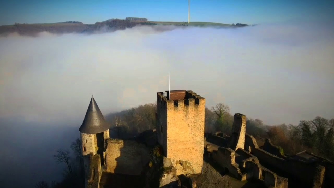 Bourscheid castle in the clouds