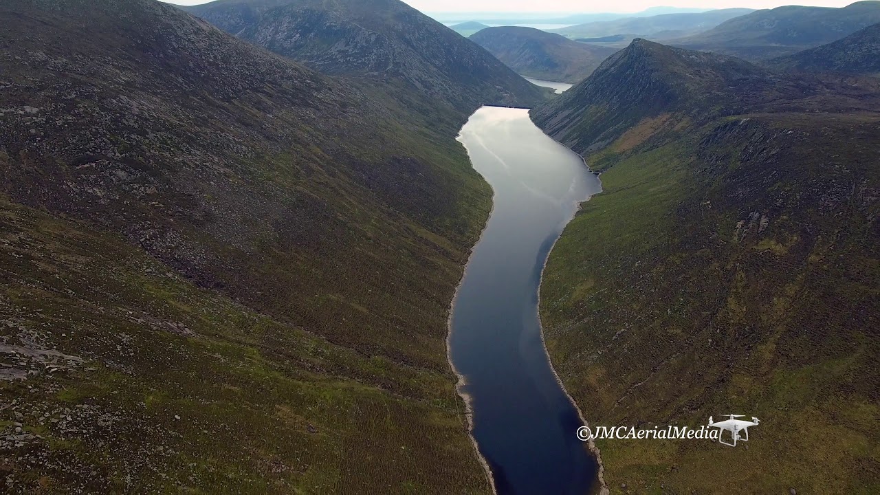 Slieve Bearnagh Mourne Mountains Northern Ireland 4K Drone Aerial View