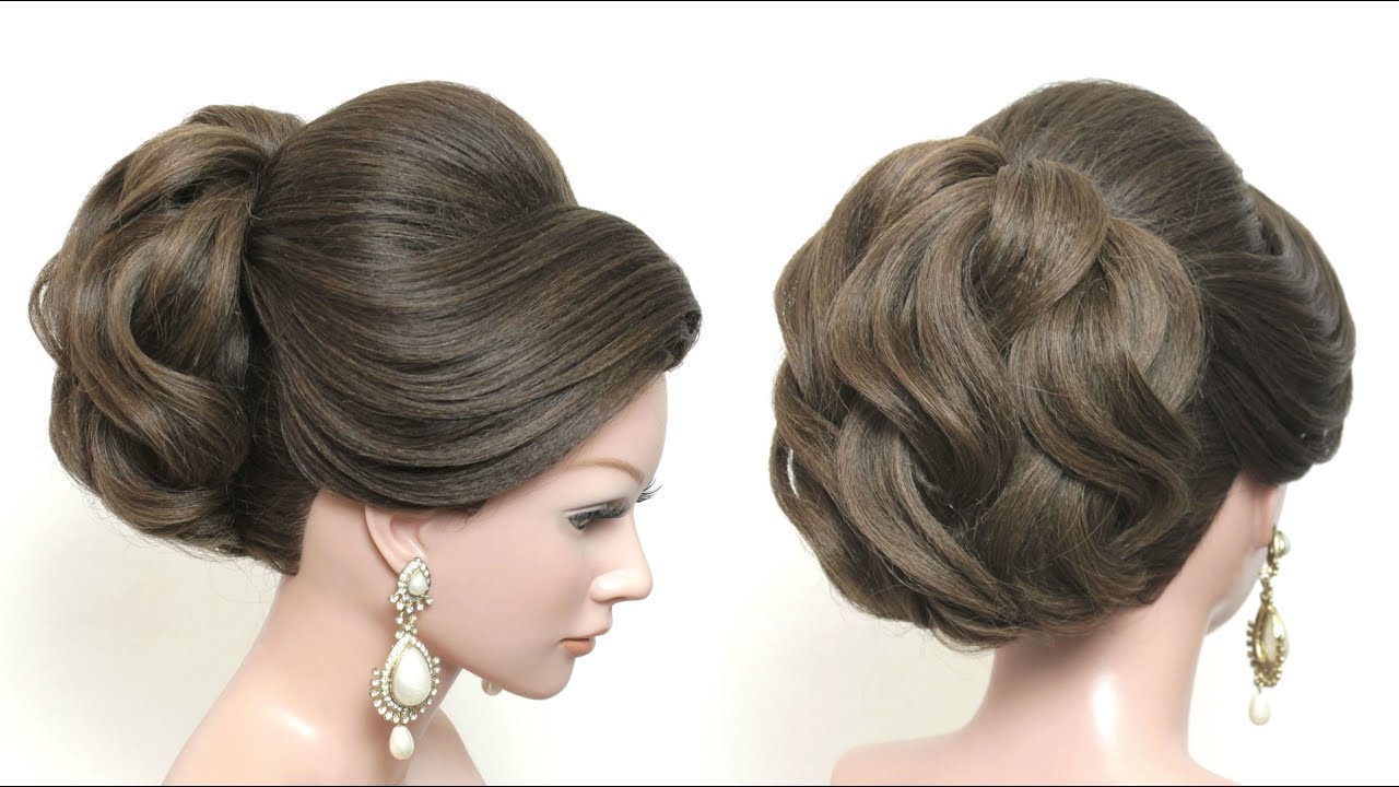 New Beautiful Hairstyle For Long Hair.  Bridal Updo Tutorial