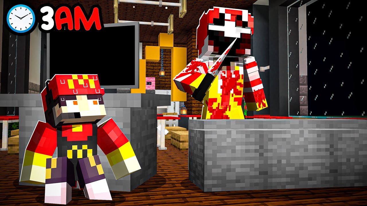 Working NIGHT SHIFT at McDonalds in Minecraft at 3 AM!