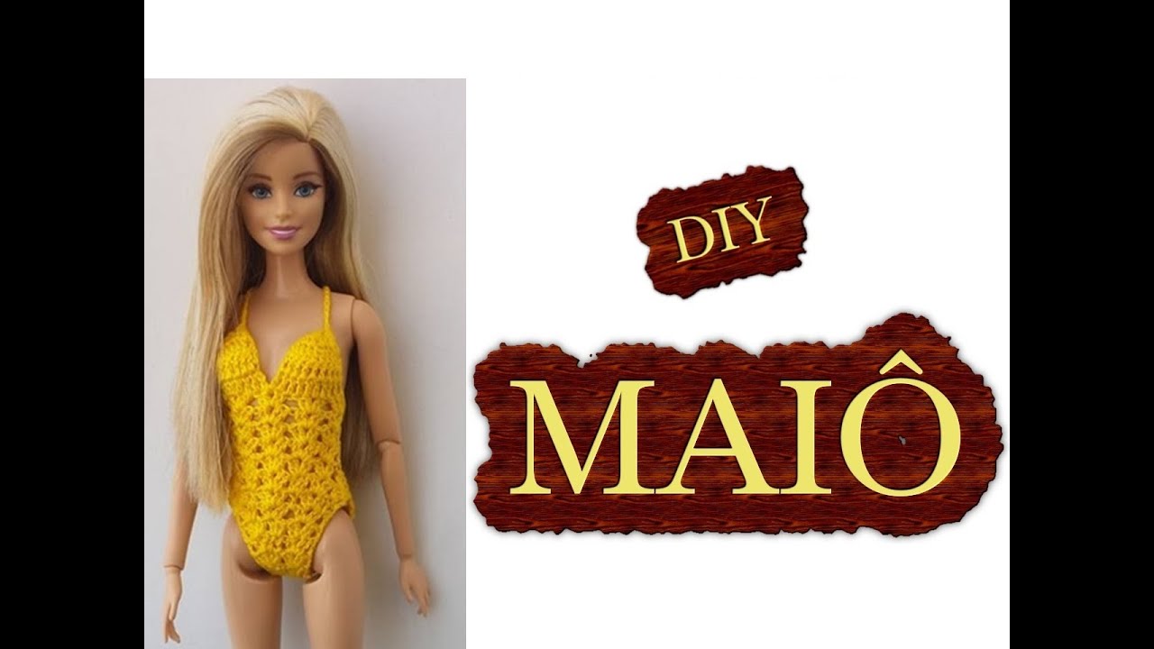 Maiô em crochê ponto leque para Barbie - passo a passo.