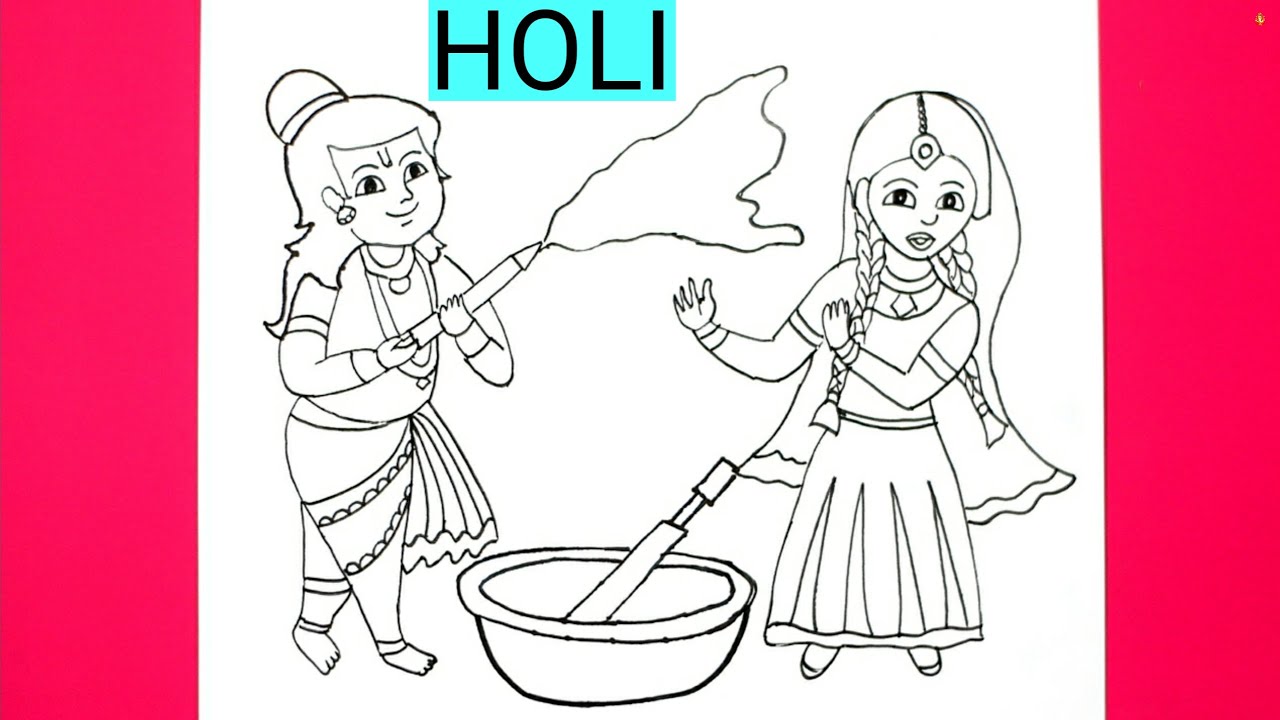 Radha Krishna Drawing | Krishna ji Holi Drawing | Holi Playing Drawing | All Real Draw