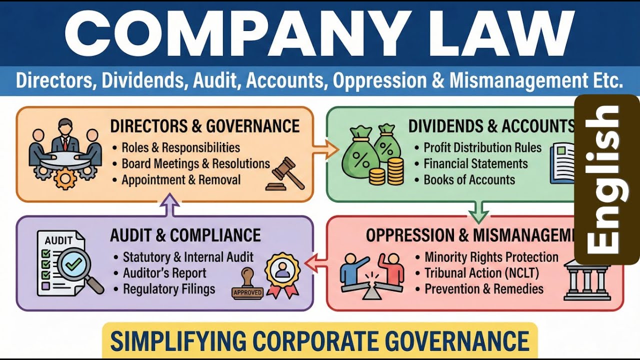 Directors, Dividends, Audit, Accounts, Oppression & Mismanagement Etc. | Company Law | English