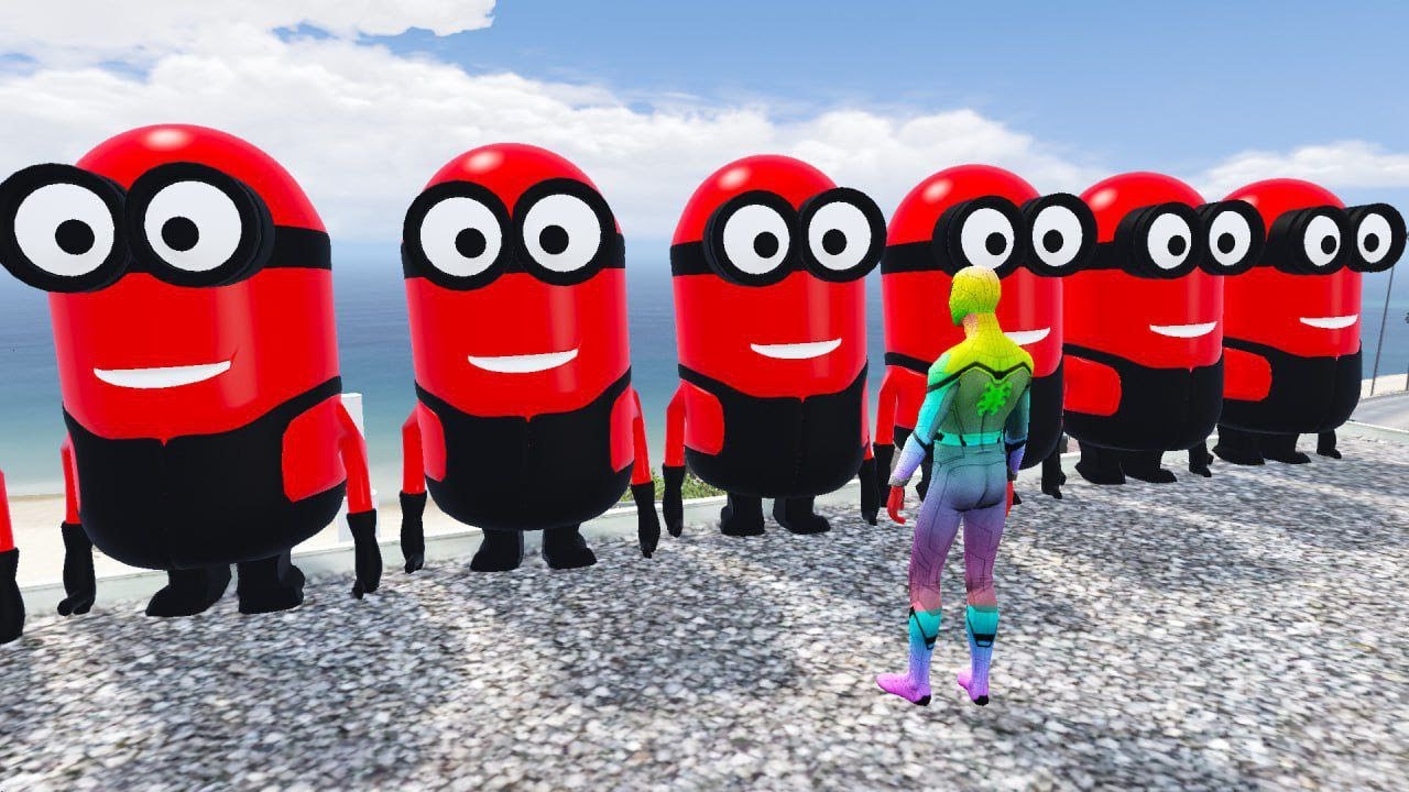 GTA 5 Epic Ragdolls RED SPIDERMAN VS RED MINION VS GREEN MINIONEuphoria Physics & Funny Fails 08