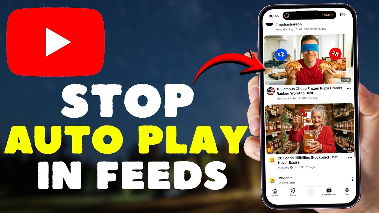 Отключите автоматическое воспроизведение видео на YouTube в вашей ленте.