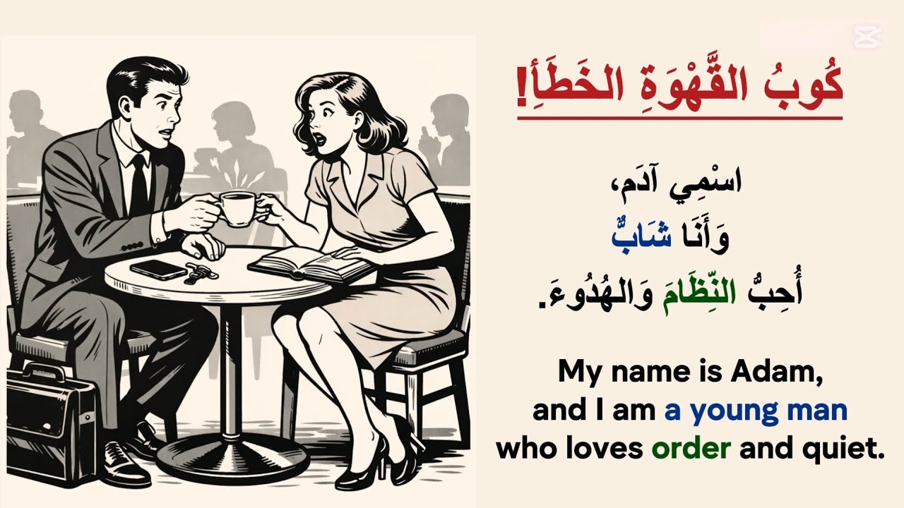 Learn Arabic Easily! An Enjoyable Story/Arabic listening practice قصص عربية/ ​كوب القهوة الخطأ!