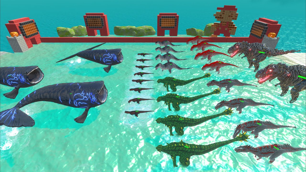 Aquatics Battle - The Bloop VS Evolution of Dinosaur Team - Animal Revolt Battle Simulator