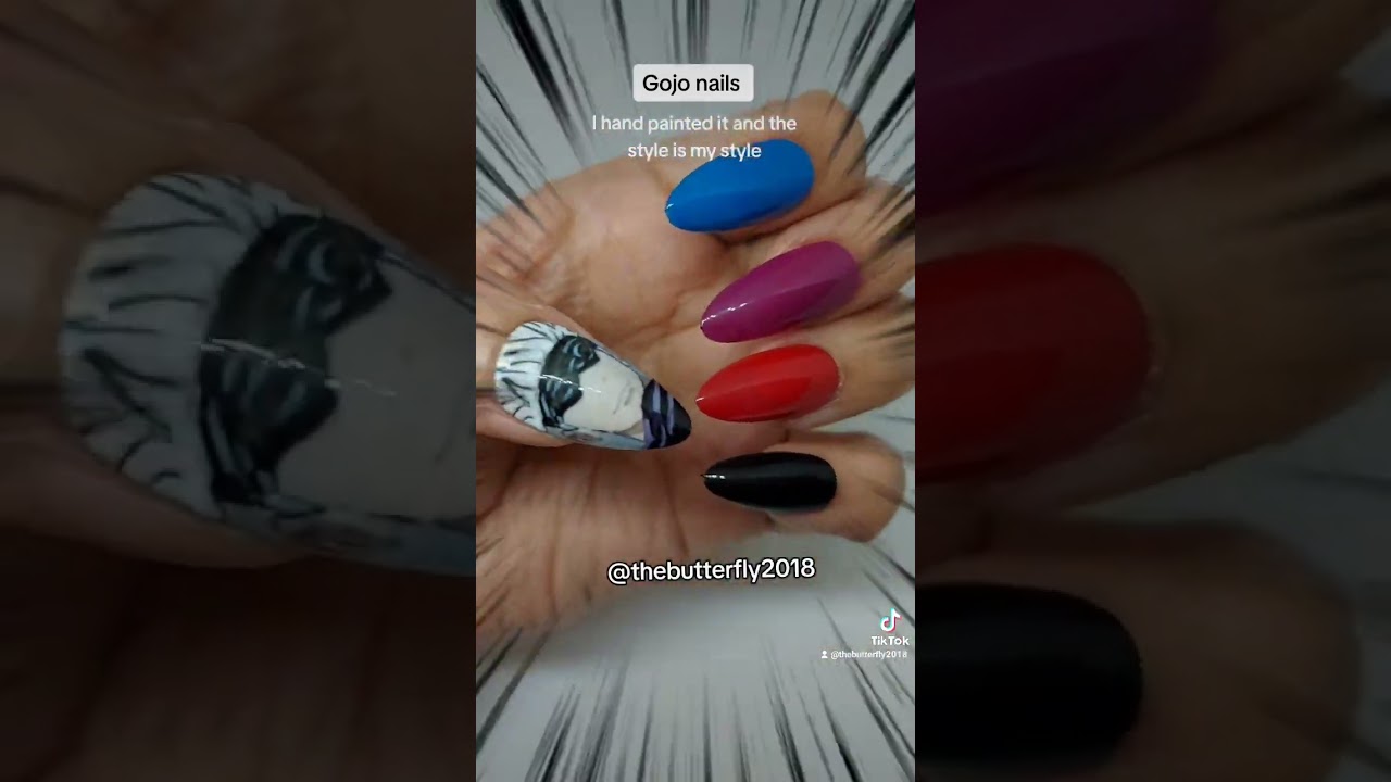 Handmade Jujutsu Kaisen nails 🔥 I hand painted it 💜 #anime #animenails