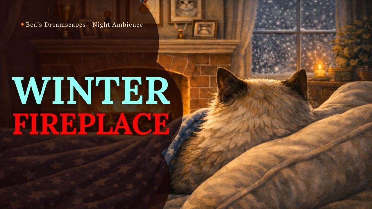 Cozy Fireplace & Snow Night 9 Hours 🔥❄️ | Deep Sleep Winter Ambience with Bea 🐾🐾