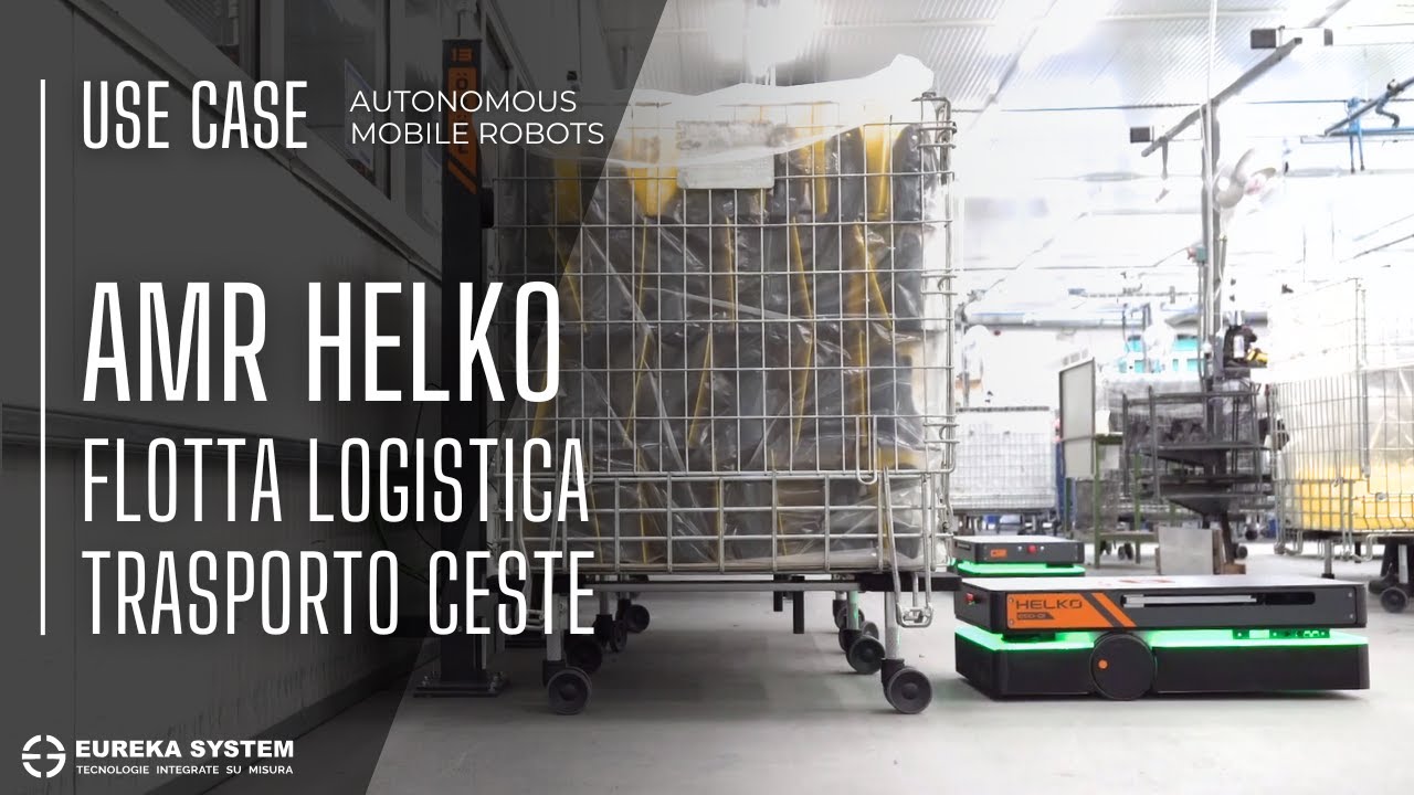 AMR HELKO in azione | Flotta robot per il trasporto logistico di ceste in produzione