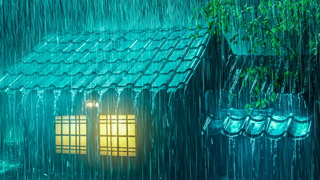 5-Minute Stress Relief | Heavy Rainstorm Sounds on Metal Roof | Calming ASMR Experience