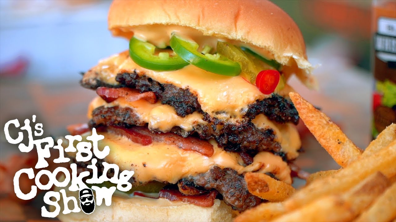The Ultimate Triple Bacon Smash Burger! | CJ's First Cooking Show