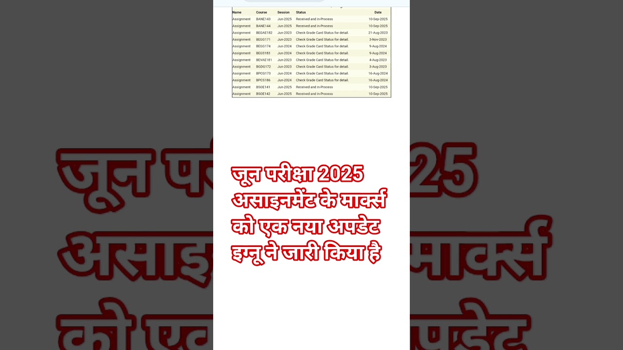 IGNOU June 2025 Assignment All Problem Solution: Status Not Update, Assignment Marks Not Update Ete