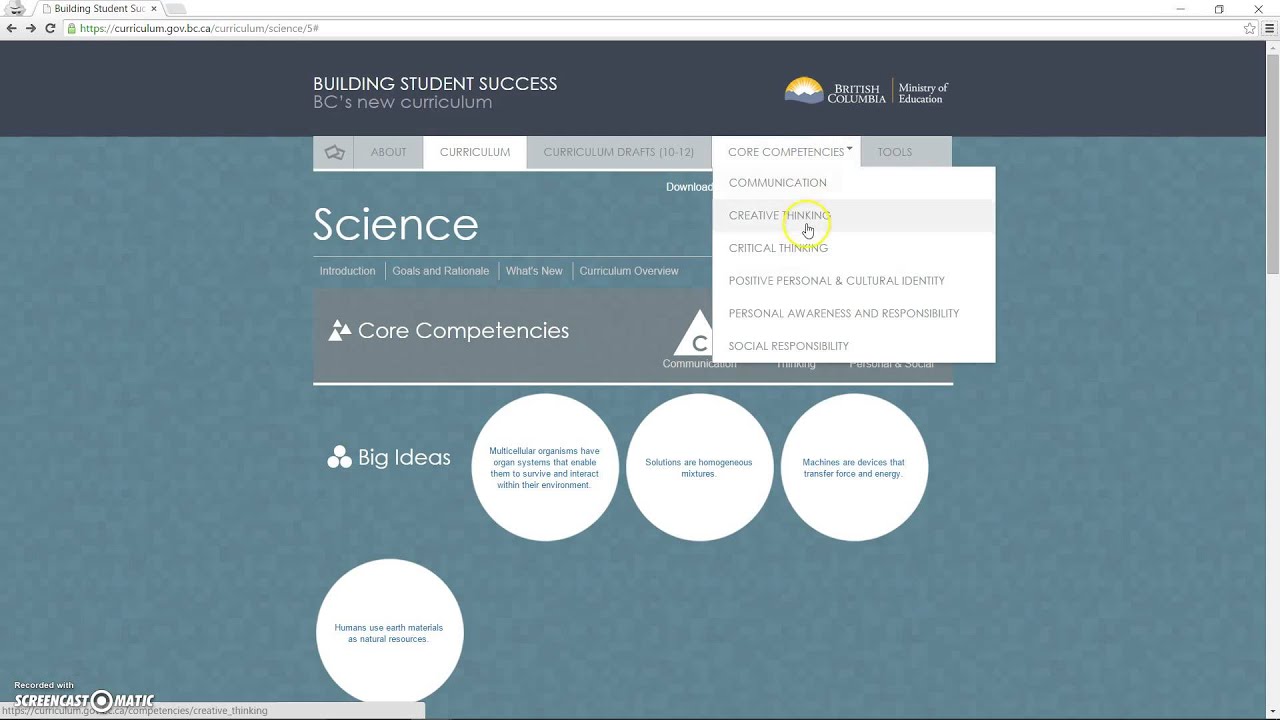 Navigating BC's curriculum redesign website