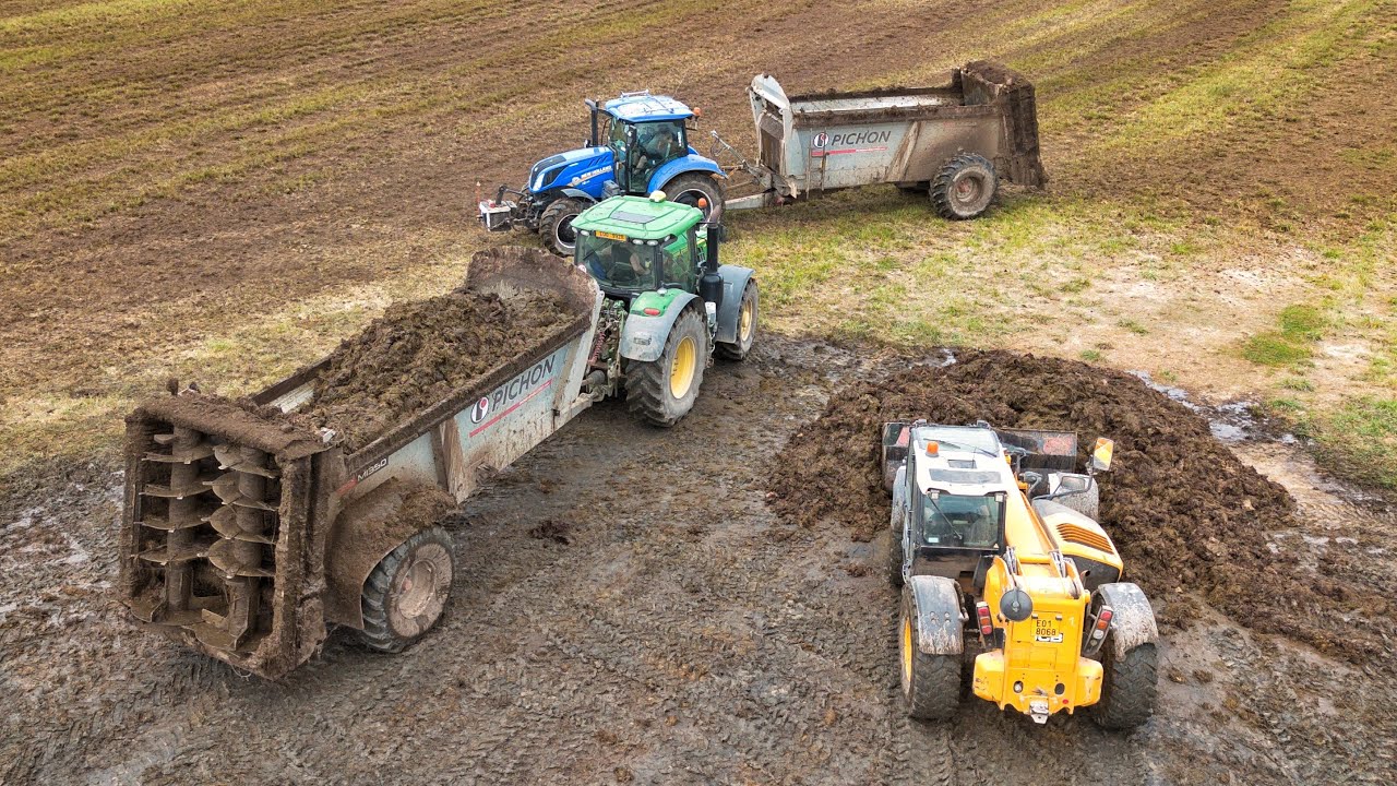 Rozmetání Hnoje | John Deere 6215R & New Holland T6.180 & JCB | 2025