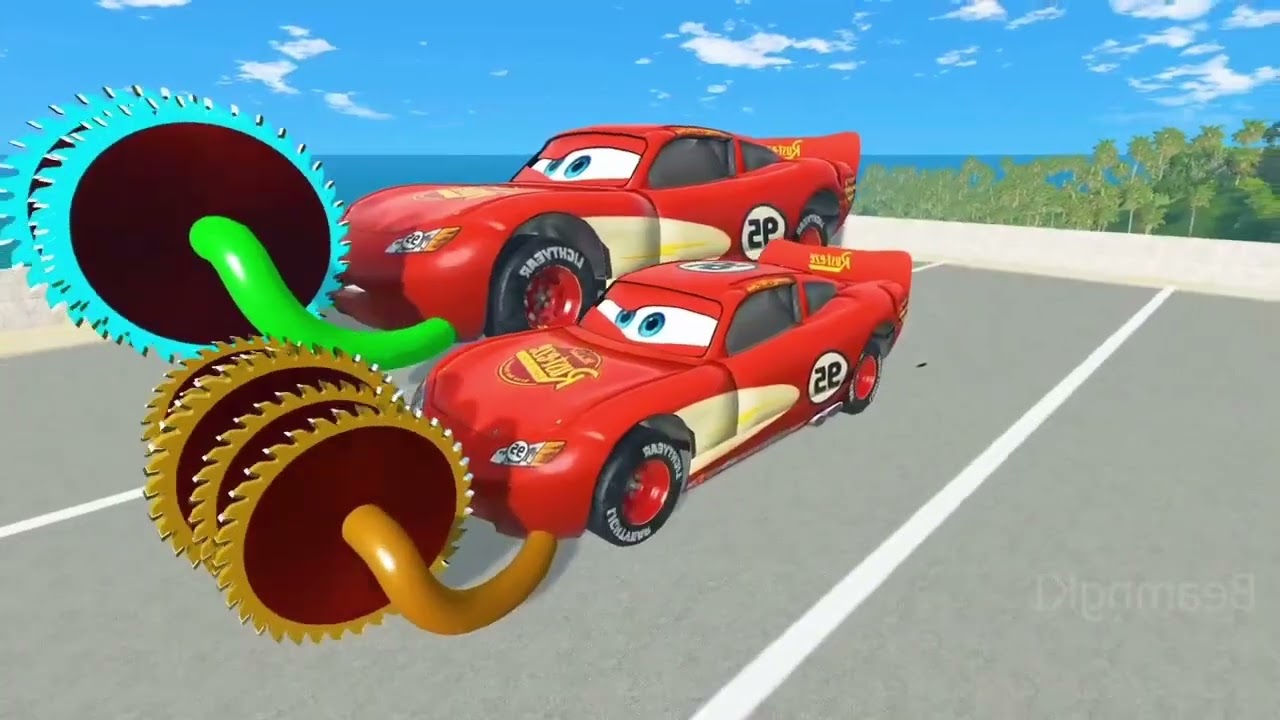 Big & Small Long Reverse Lightning McQueen vs Trains 🚗🚆 | Crazy Crash Test in BeamNG.Drive Gaming 