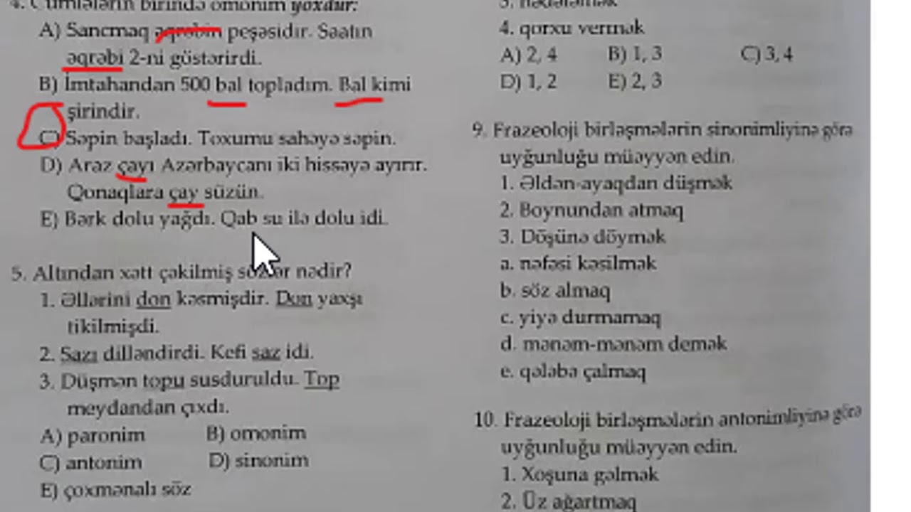 Dərs 22. Lekska. Test tapşırıqları.