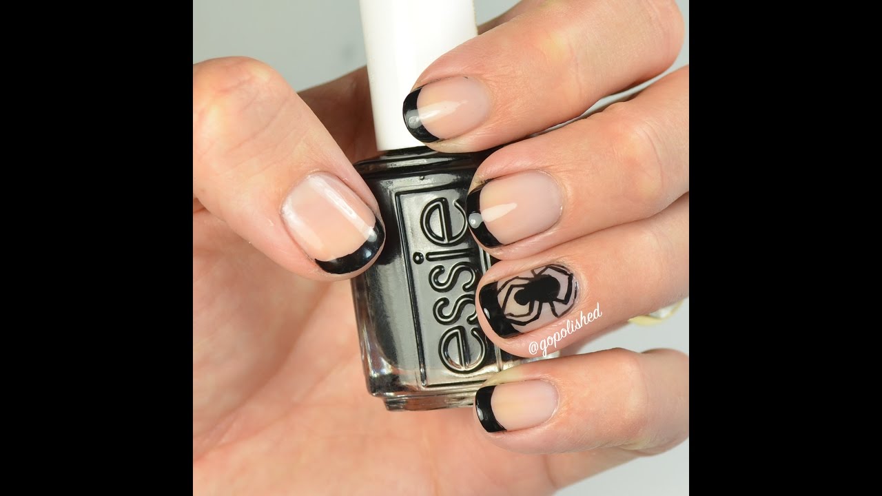 Nail Tutorial: Spider French Tips (Halloween Design)