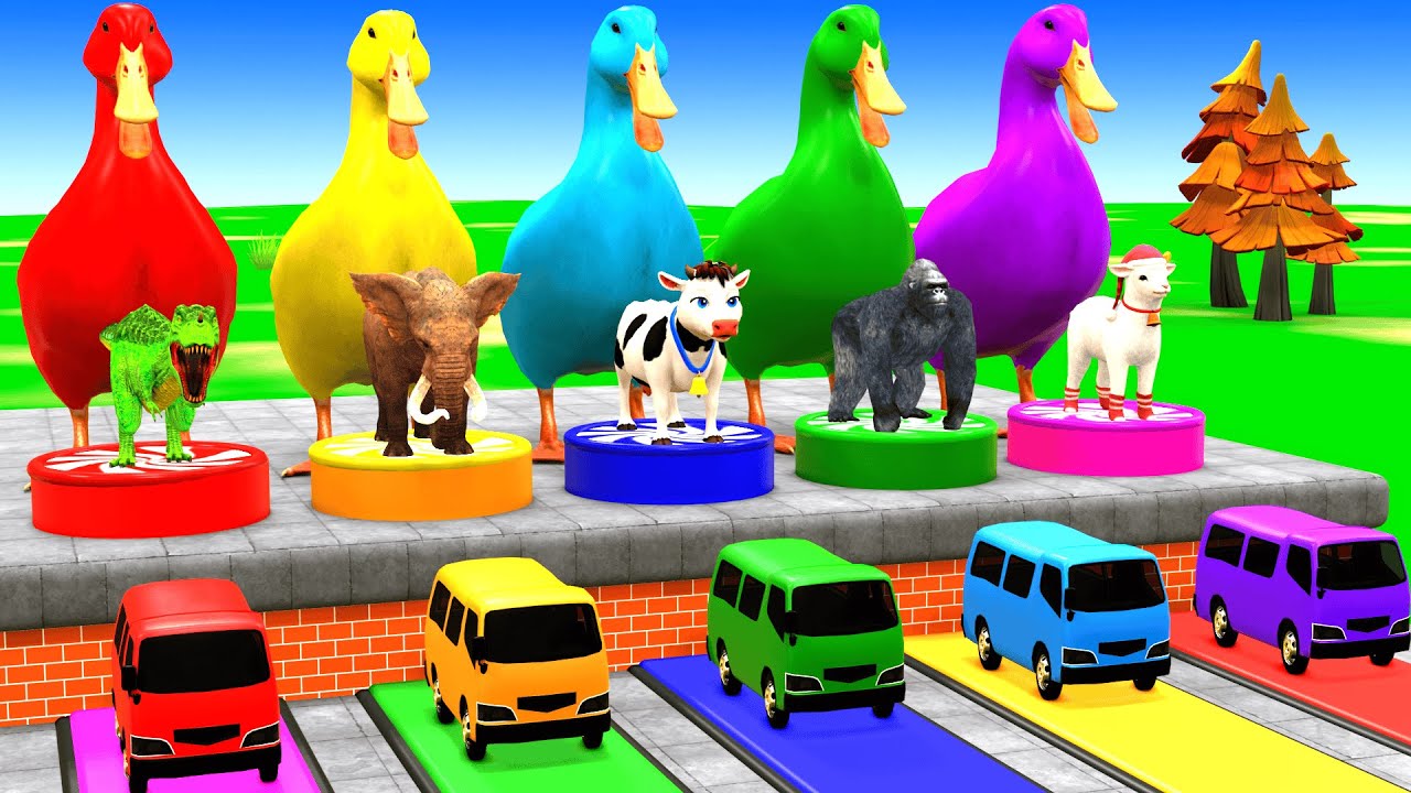 Long Slide Game With Cow Elephant Gorilla Hippopotamus Tiger 3d Animal Game Funny 3d Animals